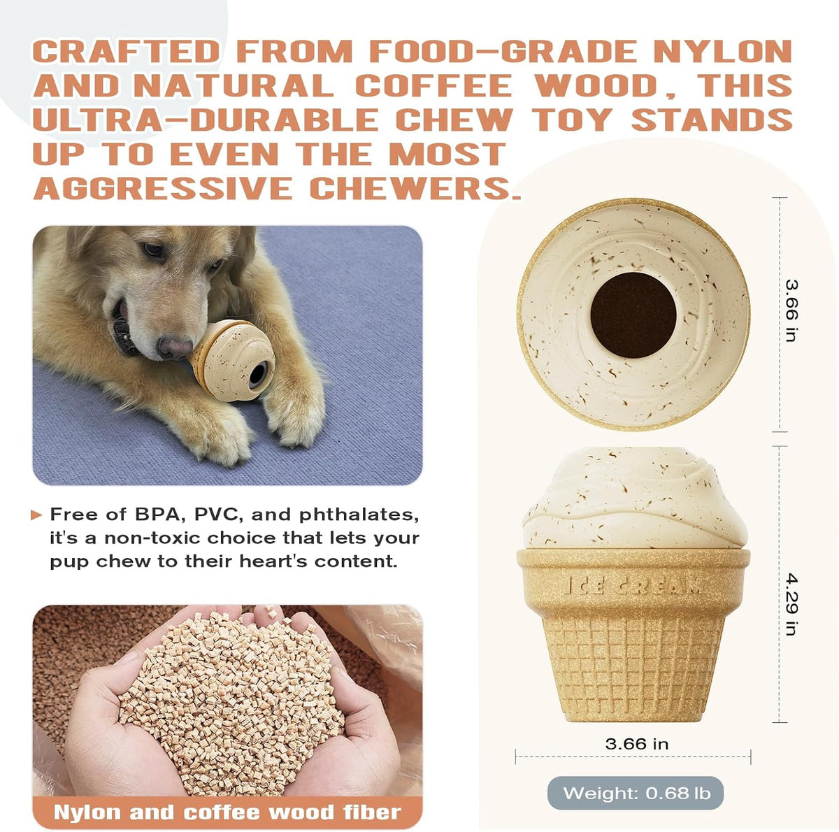🍦Frozen Treat Dog Toy, Ice Cream Cone Slow Feeder🐕